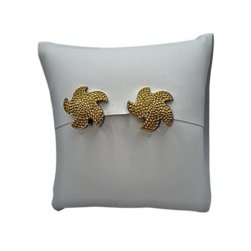 Vintage Goldtone Earrings Korea Starfish Beach Clip On Retro Nautical 1980s